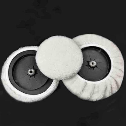 ZYTC Car Polishing Waxing Sleeve Woolen Polisher Pad Bonnet Microfiber Waxer Pad Soft Pack of 5 (Wool White, 7"-8")