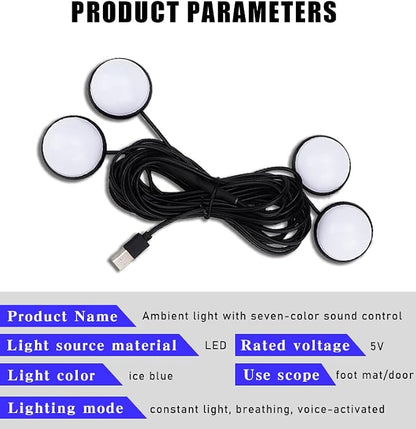 Car Interior LED Lights,Car Accessories, Automotive Ambient Neon Light Kit with USB Port, Gifts for Men and Women, 4 in 1 Decoration Lights for Car, Garden, Home, Party (ice/Blue)