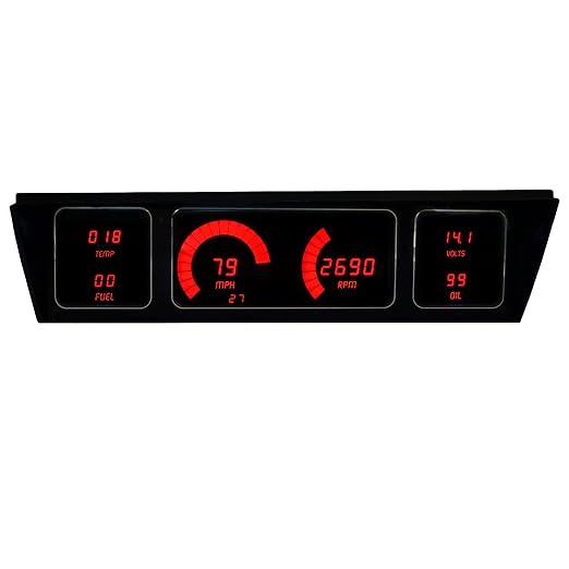 Intellitronix LED Digital Replacement Gauge Panel for 1977-1990 Chevrolet Impala & Caprice - Complete Dash Cluster Upgrade with Speedometer, Tachometer & Sending Units (Red)