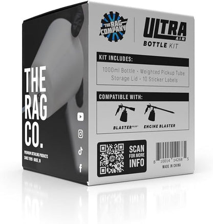 The Rag Company - ULTRA Air Tool Bottle Kit - High-Impact Replacement/Storage Bottle; Lid with Seal; Weighted Silicone Pickup Tube; and 10 Bottle Label Stickers for Contents