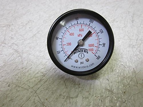 Winters 2 inch Dial Size, Multi Function Application Economy Utility Dry Pressure Gauge, Brass Internals, Steel Case, Dual Scale 0-160 psi/kPa, 3-2-3% Accuracy, 1/4 inch NPT Back Mount, Pressure Gauge