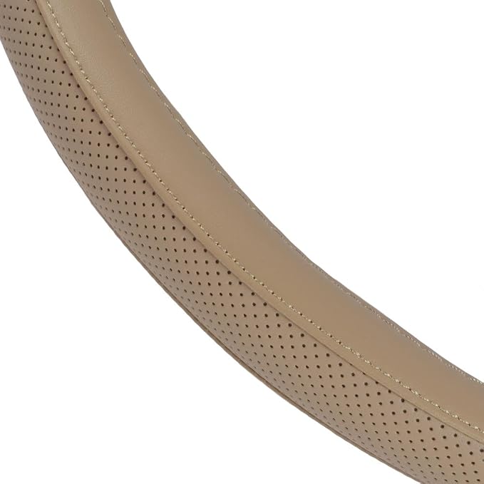 Motor Trend 18" Inch Steering Wheel Cover for Big Rigs Trucks Semis Truckers RVs 18-Wheelers Freight Carrier Tow Trucks Tankers Transporters, Insulated Soft Comfortable, Improve Grip Fatigue - Beige