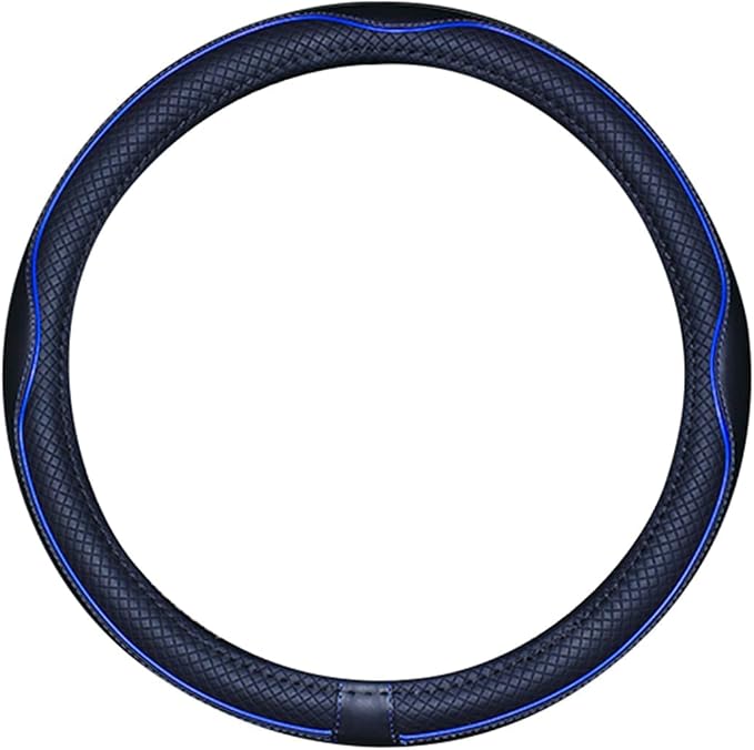 Mayco Bell Large Size Steering Wheel Cover Anti-Slip,Safety,Soft,Breathable,Durable,Full Surround,Comfortable Grip Microfiber Leather (15.5-16 inch, Black Dark Blue)