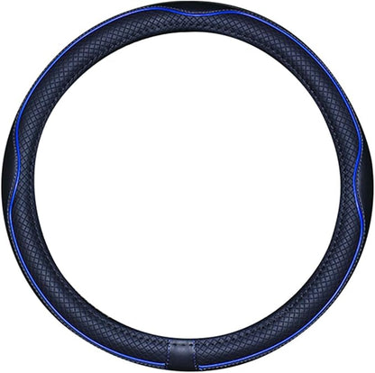 Mayco Bell Large Size Steering Wheel Cover Anti-Slip,Safety,Soft,Breathable,Durable,Full Surround,Comfortable Grip Microfiber Leather (15.5-16 inch, Black Dark Blue)