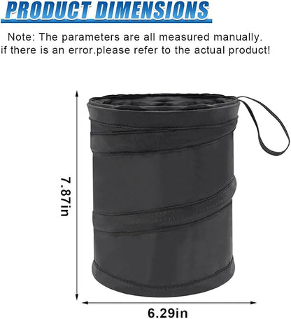 1 Gallon Collapsible Pop-up Car Trash Can - Mini Portable Hanging Garbage Can Car Trash Bin with Attached Hook&Elastic Band - Waterproof Waste Basket Bin Auto Garbage Bag for Cars/Home(2Sets)