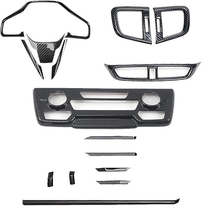 15PCS Full Interior Decoration Cover Center Consoles Instrument Panel Dashboard Trim Central Side Air Outlet Steering Wheel Moulding Trim Kits For Honda CRV 2017-2022 Carbon Fiber