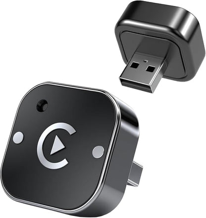 Wireless CarPlay Adapter，Ultra-Compact Stealth Design，Plug & Play，Dual-Band High-Speed Connection，Smart Cooling，Secure Installation，Compatible with Factory Wired CarPlay Vehicles