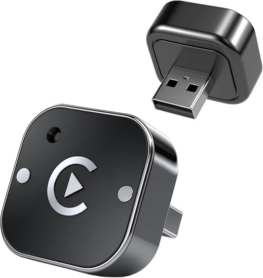 Wireless CarPlay Adapter，Ultra-Compact Stealth Design，Plug & Play，Dual-Band High-Speed Connection，Smart Cooling，Secure Installation，Compatible with Factory Wired CarPlay Vehicles