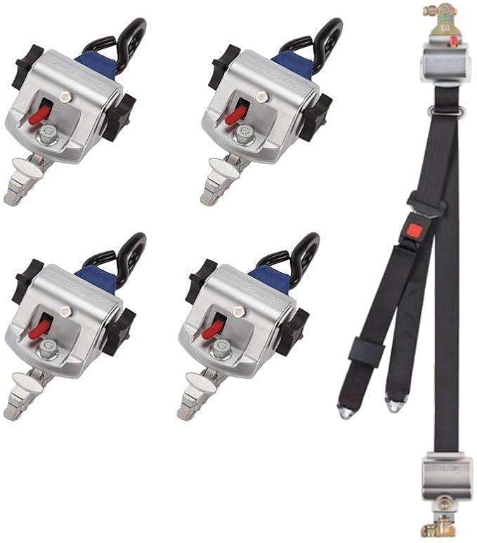 Sure-Lok AL812S-4C-7 Titan 800 Wheelchair Tie-Down System | 4-Pack Auto-Retractors with Dual Retractable Occupant Restraint (Lap & Shoulder) | S-Hook/L-Track | WC18 Compliant