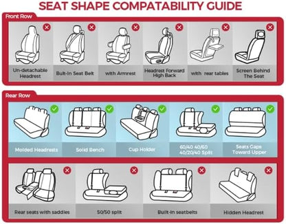 FREESOO Car Seat Covers Full Set, Black Red Waterproof Car Seat Cover, Leather Seat Covers for Trucks, Luxury Car Seat Covers Front Seats and Auto Back, Breathable Car Seat Cushion for Most SUV Cars