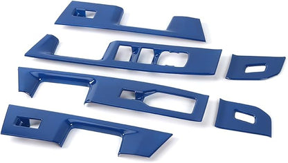 GZXinWei Interior Upgrade Accessories Door Armrest Window Control Switch Panel Trim Cover Sticker for 2021 2022 2023 2024 2025 2026 Ford F150 Blue