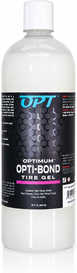 Optimum Opti-Bond Tire Gel – Sling Free Shine, Long Lasting Dressing; Water Based Gel Spray; Vinyl, Plastic and Trim Dressing; Great for Tire Shine & Vinyl Trim Care (32 Oz)