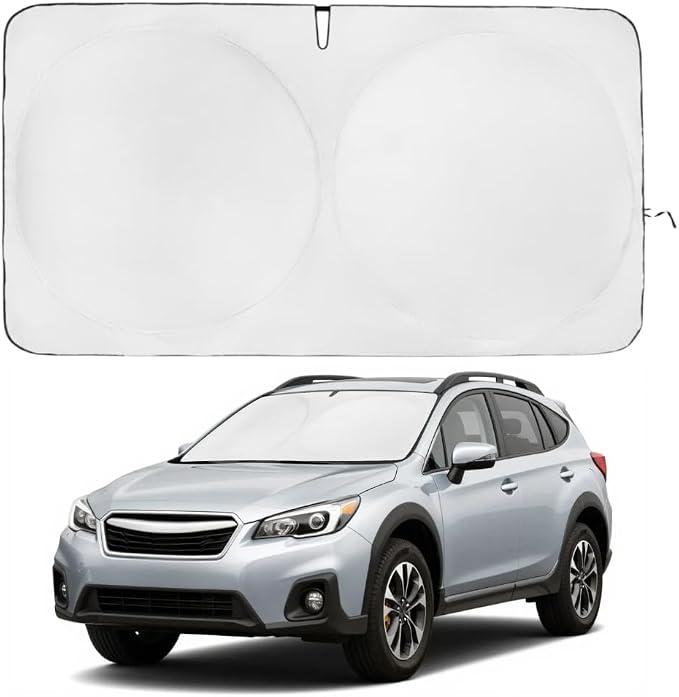 Windshield Sun Shade | Compatible for Subaru Crosstrek (2013-2017) | Certified 99.87% UVB & 99.02% UVA Car Sun Shade. Award Winning Sunshade - Patented Technology | Car Shades by Kinder Fluff