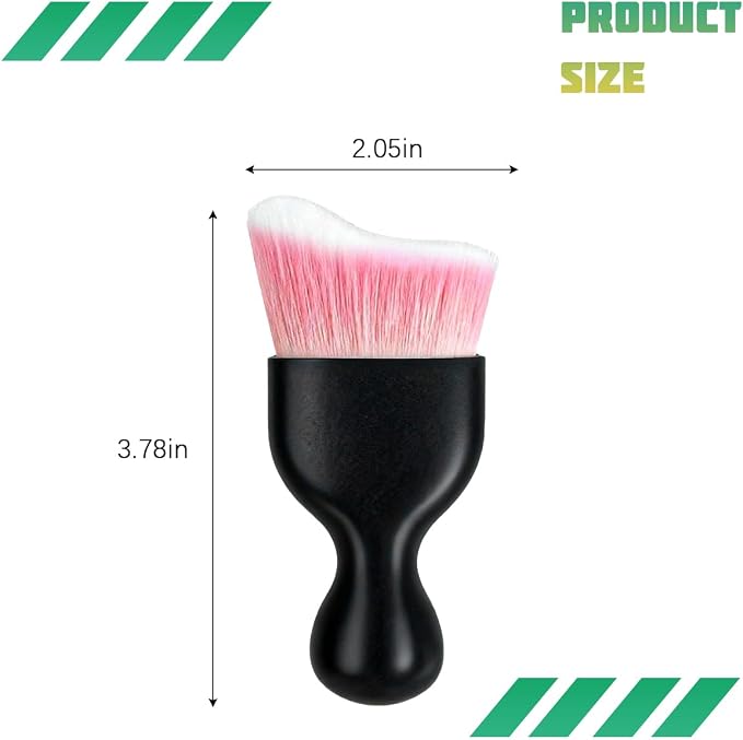 Car Interior Detailing Brush, Curved Soft Bristles Vehicle Removal Dust Collectors, Scratch-Free Automotive Cleaning Tool Accessories, Universal for Truck SUV Sedan (Pink White Bristle)