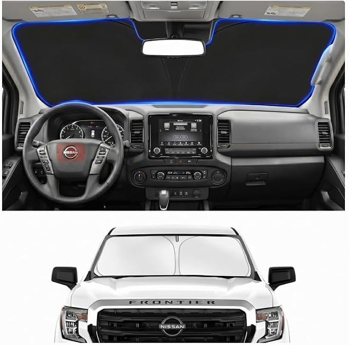 Windshield Sun Shade Sunshade for Nissan Frontier 2022-2026 | Custom Fit Windshield Cover, Blocks UV Rays, Double-Layer Heat Shield, Durable Frame, Easy Fold & Storage