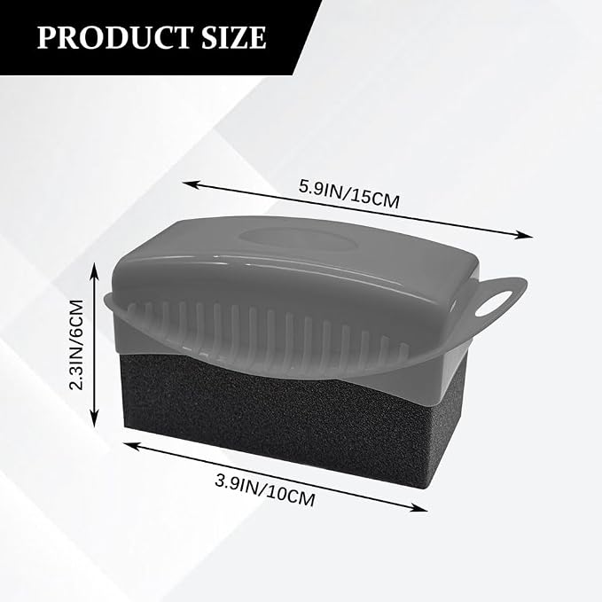 Tire Dressing Applicator, Tire Shine Applicator, Wheel Waxing Wipe Polishing Sponge with Lid, Car Accessories Reusable Wheel Detailing Foam Fit for Vehicle Waxing Polishing Cleaning (Gray)