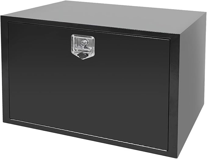 36"X23"X23" Underbody Truck Box Black Heavy Duty Steel Trailer Box Pick Up Truck Tool Box Storage Organizer w/Lock & eys