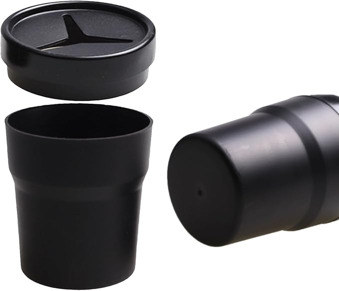 2 PCS Car Multifunctional Trash Can with Lid, 250ML(0.06 Gallon) Coin Storage Bucket, Portable Mini Grocery Bag, Universal Storage Rack for Most Cars Homes (Black)