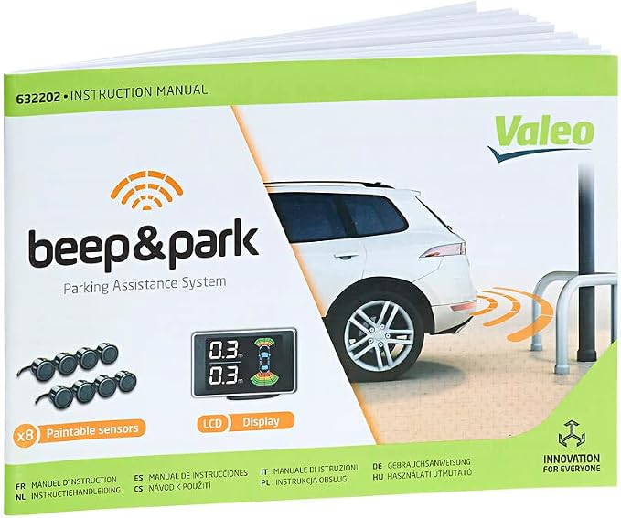VALEO 632202 - Parking Assistance System - BeepandPark Kit: 8 Sensors + 1 LCD display - Front and Rear Installation