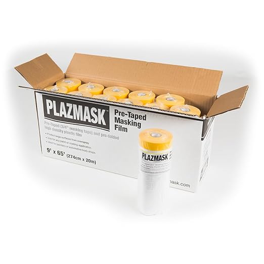 Pre-Taped Masking Film, 9-Feet X 65-Feet, 12-Pack