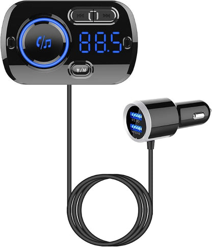 Bluetooth FM Transmitter for Car, Wireless Radio Adapter Car Music Player Receiver with Bluetooth FM Frequency Support Hands Free Call,Charger Dual USB Port,TF Card/AUX