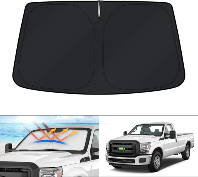 KUST Windshield Sun Shade for 2008-2016 Ford F-250 F-350 Super Duty 2Dr Regular Cab,4Dr Super Crew Cab,Super Cab Window Accessories Sunshade Sun Protector Foldable Block UV Rays Keep Car Cooler