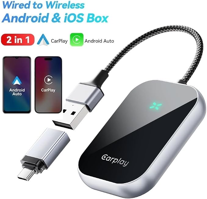 TheCoolCube Wireless Carplay Adapter Wired to Wireless Plug & Play Auto Connect Converter for iPhone iOS 10+ / Factory Wired Car Play Car from 2016 (A21)