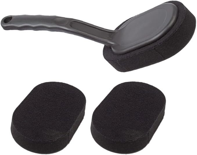 Car Wheel Tire Brush with Handle, Easy Replacement and Cleaning, Plastic and Sponge Material for Car Detailing and Tire Shine, Sturdy 4pcs Wheel Cleaning Brushes