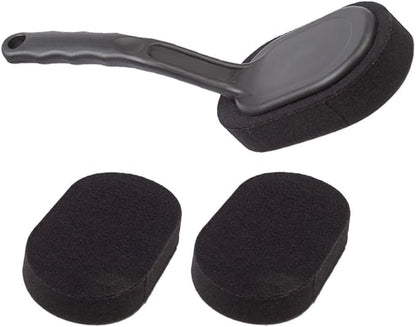 Car Wheel Tire Brush with Handle, Easy Replacement and Cleaning, Plastic and Sponge Material for Car Detailing and Tire Shine, Sturdy 4pcs Wheel Cleaning Brushes