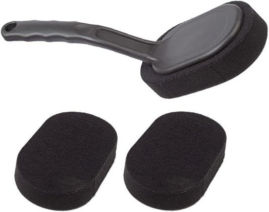 Car Wheel Tire Brush with Handle, Easy Replacement and Cleaning, Plastic and Sponge Material for Car Detailing and Tire Shine, Sturdy 4pcs Wheel Cleaning Brushes