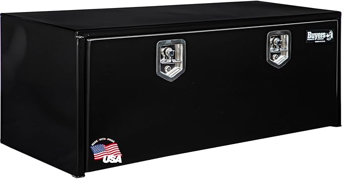 Buyers Products 1702310 Black Steel Underbody Truck Tool Box – 18 x 18 x 48 Inch - Truck Bed & Underbelly RV Storage Box, Locking T-Latch, Weather-Resistant, Heavy-Duty Flatbed Job Box, Made in USA