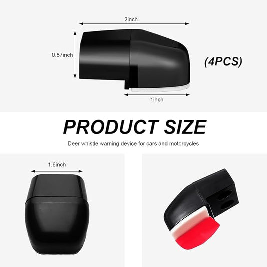 4 PCS Deer Whistles for Car, Auto Deer Warning Whistle Devices with Adhesive Tapes, Animal Alert Horn Save Deer Whistle Avoids Collision for Cars Trucks Motorcycles (Black)