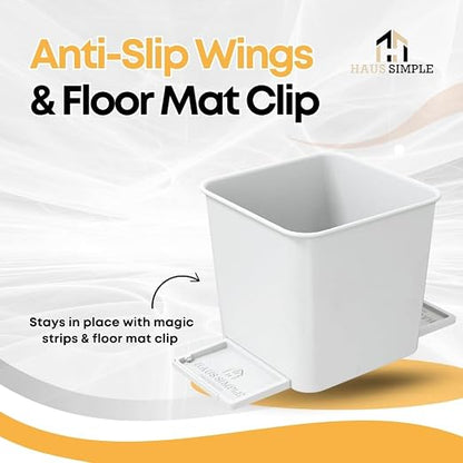 Car Trash Can for Vehicles Leakproof Compact Garbage Bin w/ Stability Flap, Anti-Slip Base, Portable Trash Holder for Cars, Trucks, SUVs, Minivans Compact, Auto Container Organizer (White, Small)