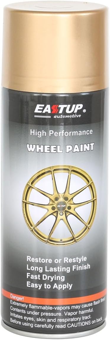 EASTUP Premium Bright Gold Metallic Acrylic Enamel Wheel Paint - Brilliant Finish, High Durability, Fade-resistant, Quick Drying Rim Coating Spray Paint.