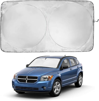 Windshield Sun Shade | Compatible for Dodge Caliber (2007-2012) | Certified 99.87% UVB & 99.02% UVA Car Sun Shade. Award Winning Sunshade - Patented Technology | Car Shades by Kinder Fluff