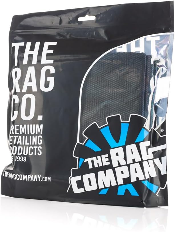 The Rag Company - Diamond Weave Glass & Window - Detailing Towels to Polish Mirrors & Chrome, Snakeskin Like Texture, Lint-Free, Streak-Free, 280gsm, 16in. x 16in, Black (6-Pack)