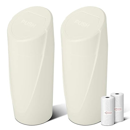 Car Trash Can Bin with Lid - 2 Packs Car Garbage Can Cup Holder - Cream Mini Leakproof Vehicle Garbage Bin with 40pcs Trash Bags-Automotive Organizers and Storage for Front Back Seat Accessories