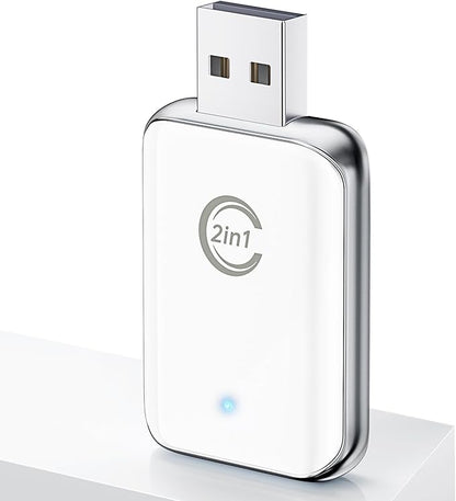 Wireless Carplay Adapter for iPhone, Convert Wired Car Play to Wireless, 2 in 1 Plug and Play Mini CarPlay and Android Auto Adapter for iOS 10 Android 11 and Above, Cars with Built-in Carplay (White)