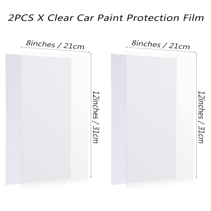 Clear Car Paint Protection Film Self Healing Adhesive Automotive Vinyl Anti-Scratch Glossy Car Body Wrap Guard Vinyl, 8" x 12", 2PCS