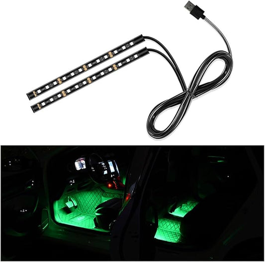 Yourkar Car LED Strip Light, 24 LED Auto Interior Under Dash Atmosphere Lights with USB Port, Universal Car Accessories