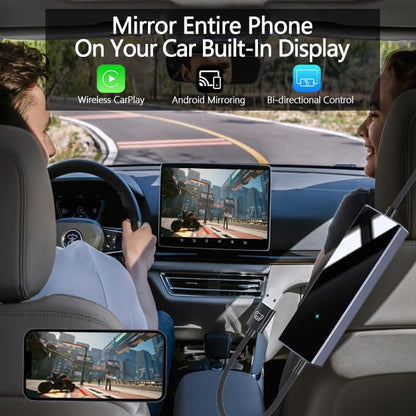 Wireless Carplay Adapter, 2 in 1 Android Mirroring Wireless Adapter 2025 Carplay with Screen Mirroring Function Support APP, Mini Car Play Box for CarPlay Android Mirroring Cars