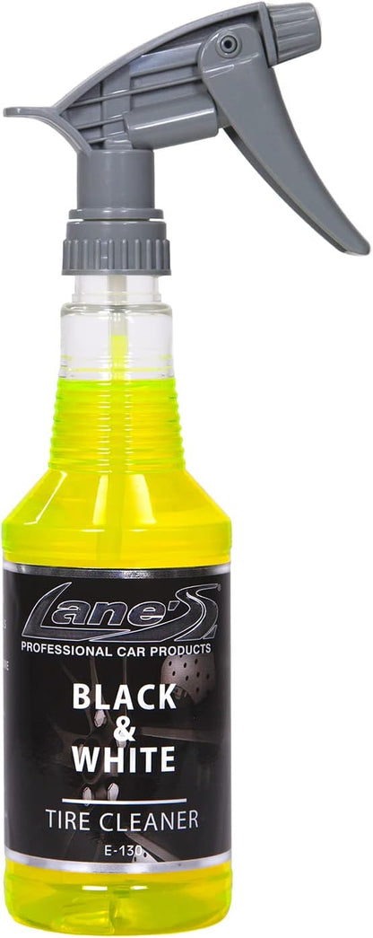 LANE'S Black & White Tire Cleaner Spray - Best Tire Cleaner for Black Tires, Rubber Restorer, Fast-Acting Formula for a Like-New Shine!