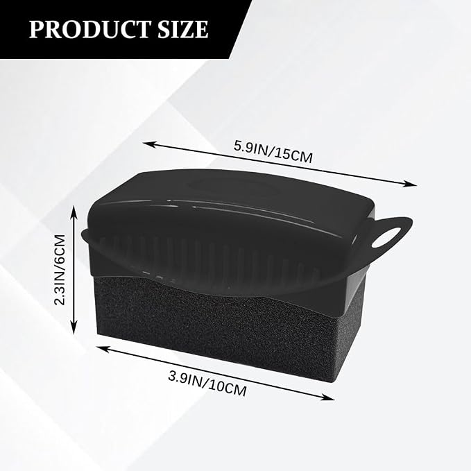 Tire Dressing Applicator, Tire Shine Applicator, Wheel Waxing Wipe Polishing Sponge with Lid, Car Accessories Reusable Wheel Detailing Foam Fit for Vehicle Waxing Polishing Cleaning (Black)