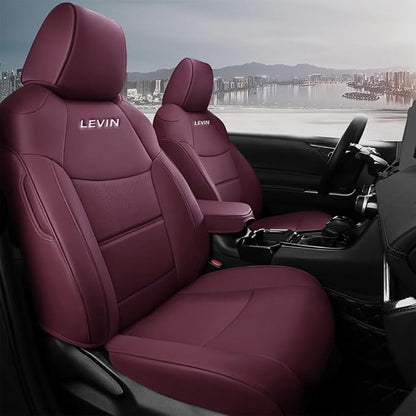 Custom Fit RAV4 Car Seat Covers for Select Toyota RAV4 2019 2020 2021 2022 2023 2024 2025 LE,XLE,XLE Premium,Limited - Full Set,Leather (Burgundy)