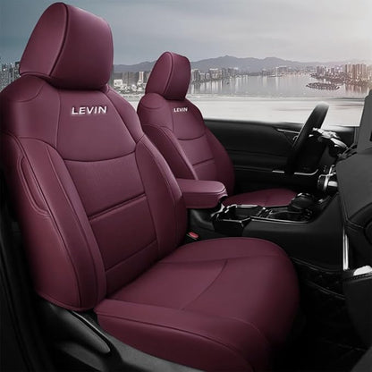 Custom Fit RAV4 Hybrid Car Seat Covers for Select Toyota RAV4 Hybrid (Not for 2019-2025 Hybrid/Prime SE,XSE) 2019 2020 2021 2022 2023 2024 2025 - Full Set,Leather (Burgundy)