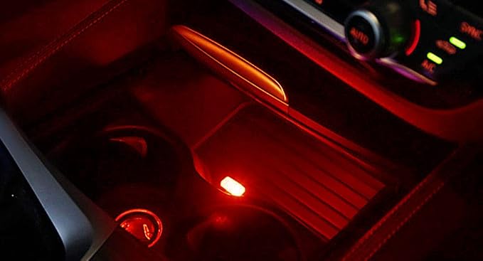 iJDMTOY Brilliant Red USB Plug-in Miniature/Nano LED Car Interior Ambient Accent Lighting Kit