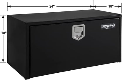 Buyers Products 1702100 Steel Underbody Truck Tool Box 18 x 18 x 24 Inch, Black Powder-Coated 14 Ga Steel, Locking Stainless Paddle Latch, Drop Door, Weather-Resistant, Made in USA