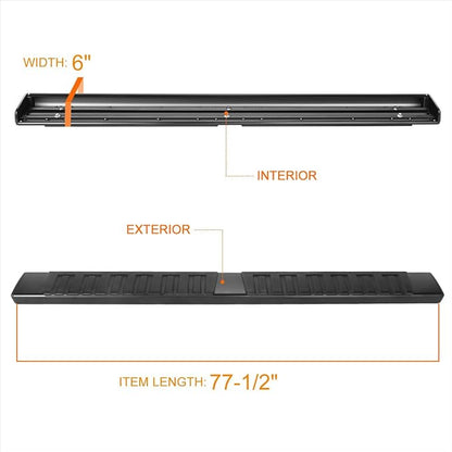 6" Running Boards Compatible with 04-24 Nissan Titan XD King Extended Cab | Aluminum Flat Side Step Nerf Bars for Truck, Heavy Duty Black Powder Coated Step Bars