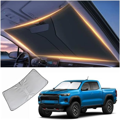 Windshield Sun Shade for Chevy Silverado 1500 Front Window Shades Cover for 1999-2024 2025 2026 Silverado 1500 Windshield Sun Visor Protector Car Accessories