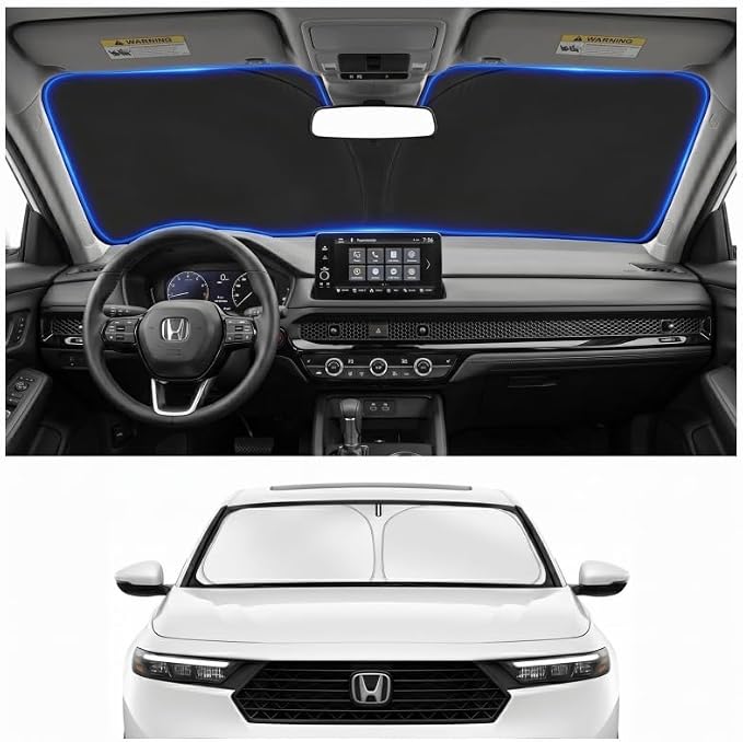 Custom Fit Windshield Sun Shade for Honda Accord 2023-2026 | Custom Fit Windshield Cover, Blocks UV Rays, Double-Layer Heat Shield, Durable Frame, Easy Fold & Storage